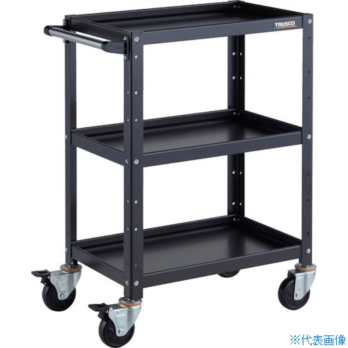■TRUSCO ツールワゴン バーディワゴン 600X400XH880 3段 ブラック BDW963BKBK(3267600)|セミプロDIY店ファースト