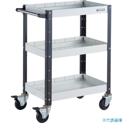 ■TRUSCO ツールワゴン バーディワゴン 600X400XH880 深3段 ホワイト/ブラック BDW963F3WBK(3268082)
