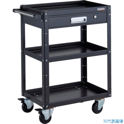 ■TRUSCO ツールワゴン イーグルワゴン 600X400XH880 引出付 4輪自在 ブラック EGW963VJBKBK(3269203)｜セミプロＤＩＹ店ファースト