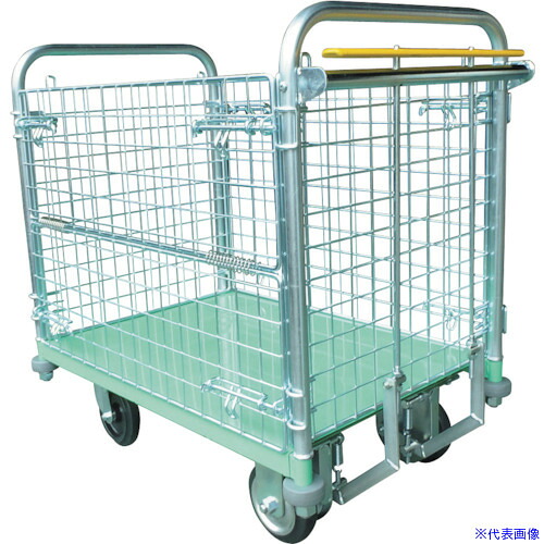 ■カンベ 網付き台車 ハンドストッパー付きメッシュパックロール HS&minus;623A HS623A(3378820)[送料別途お見積り][法人限定][外直送]｜セミプロＤＩＹ店ファースト
