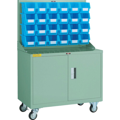 ■TRUSCO パネルコンテナラック 移動式保管庫付 コンテナ中X24 HT0624NC(3525911)|セミプロDIY店ファースト