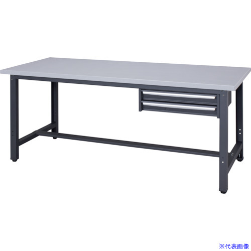 ■DAISHIN スチール天板作業台 天板ライトグレー色 2段引出付き WZS18752(3623193)[法人限定][外直送元]｜セミプロＤＩＹ店ファースト