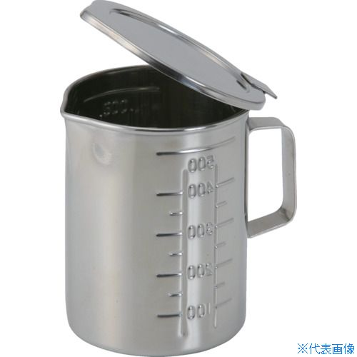 ■オオモリ フタ付口付ビーカー(丁番タイプ) 2L OM4966(3687801)