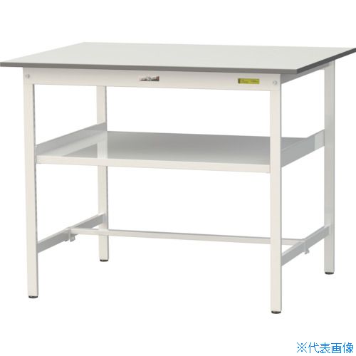 ■ヤマテック 軽量作業台 ワークテーブル150シリーズ 固定式 中間棚付 W1200×D900×H950mm シルキーホワイト SUPH1290FWW(3690800)[法人限定][直送元]
