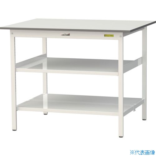 ■ヤマテック 軽量作業台 ワークテーブル150シリーズ 固定式 中間棚・全面棚板付 W1200&times;D900&times;H950mm シルキーホワイト SUPH1290TTFWW(3692280)[法人限定][直送元]｜セミプロＤＩＹ店ファースト