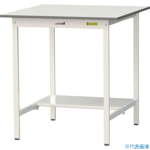 ■ヤマテック 軽量作業台 ワークテーブル150シリーズ 固定式 半面棚板付 W900×D900×H950mm シルキーホワイト SUPH990TWW(3692283)[法人限定][直送元]
