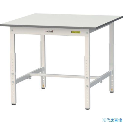 ■ヤマテック 軽量作業台 ワークテーブル150シリーズ 高さ調整タイプ 低圧メラミン天板 W900×D900×H600～900mm シルキーホワイト SUPA990WW(3692296)[法人限定][直送元]