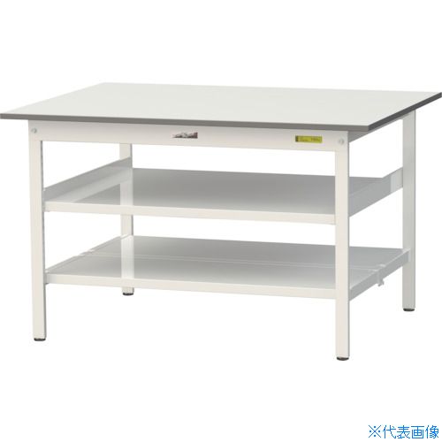 ■ヤマテック 軽量作業台 ワークテーブル150シリーズ 固定式 中間棚・全面棚板付 W1200×D900×H740 SUP1290TTFWW(3692308)[法人限定][直送元]