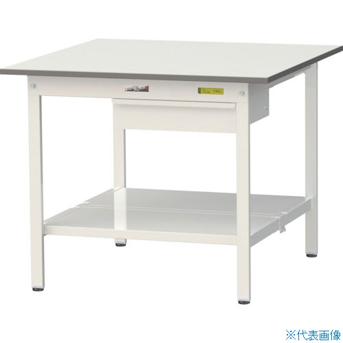■ヤマテック 軽量作業台 ワークテーブル150シリーズ 固定式 キャビネット・全面棚板付 W900×D900×H740 SUP990UTTWW(3692321)[法人限定][直送元]