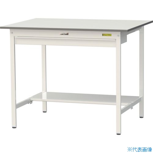 ■ヤマテック 軽量作業台 ワークテーブル150シリーズ 固定式 ワイド引出し・半面棚板付 W1200×D900×H950mm シルキーホワイト SUPH1290WTWW(3692322)[法人限定][直送元]