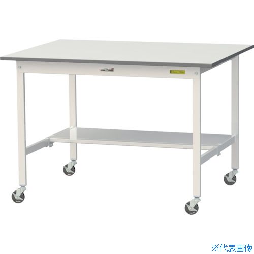 ■ヤマテック 軽量作業台 ワークテーブル150シリーズ 移動式 半面棚付 低圧メラミン天板 W1200×D900×H825mm シルキーホワイト SUPC1290TWW(3692323)[法人限定][直送元]