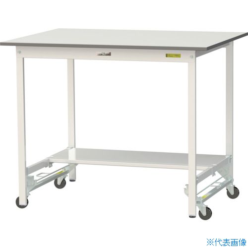 ■ヤマテック 軽量作業台 ワークテーブル150シリーズ ワンタッチ移動タイプ 半面棚板付 W1200×D900×H950mm シルキーホワイト SUPUH1290TWW(3692355)[法人限定][直送元]
