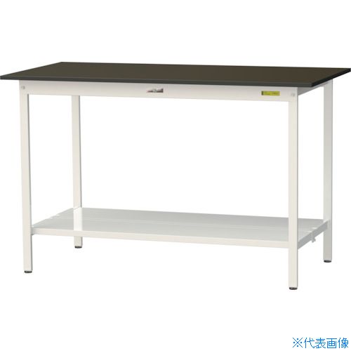 ■ヤマテック 実験用作業台 LABシリーズ実験用ラボテーブル 固定式 全面棚板付 指紋レスメラミン天板 W1500×D750×H950 ブラウン/シルキーホワイト SLMH1575TTBRW(3692380)[法人限定][直送元]