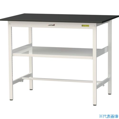 ■ヤマテック 実験用作業台 LABシリーズ実験用ラボテーブル 固定式 中間棚付 ケミテクト天板 W1200×D750×H950 ブラック/シルキーホワイト SLKH1275FBKW(3692385)[法人限定][直送元] 41,041円