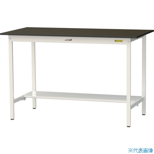 ■ヤマテック 実験用作業台 LABシリーズ実験用ラボテーブル 固定式 半面棚板付 指紋レスメラミン天板 W1500&times;D750&times;H950 ブラウン/シルキーホワイト SLMH1575TBRW(3693871)[法人限定][直送元]｜セミプロＤＩＹ店ファースト
