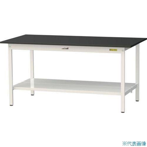 ■ヤマテック 実験用作業台 LABシリーズ実験用ラボテーブル 固定式 全面棚板付 ケミテクト天板 W1500×D750×H740 ブラック/シルキーホワイト SLK1575TTBKW(3693894)[法人限定][直送元] 42,372円