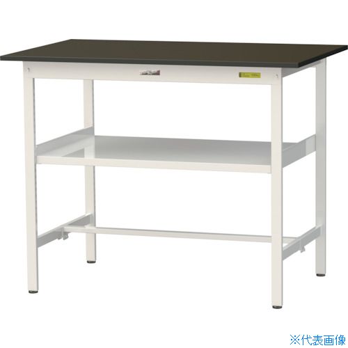 ■ヤマテック 実験用作業台 LABシリーズ実験用ラボテーブル 固定式 中間棚付 指紋レスメラミン天板 W1200&times;D750&times;H950 ブラウン/シルキーホワイト SLMH1275FBRW(3693897)[法人限定][直送元]｜セミプロＤＩＹ店ファースト 36,966円