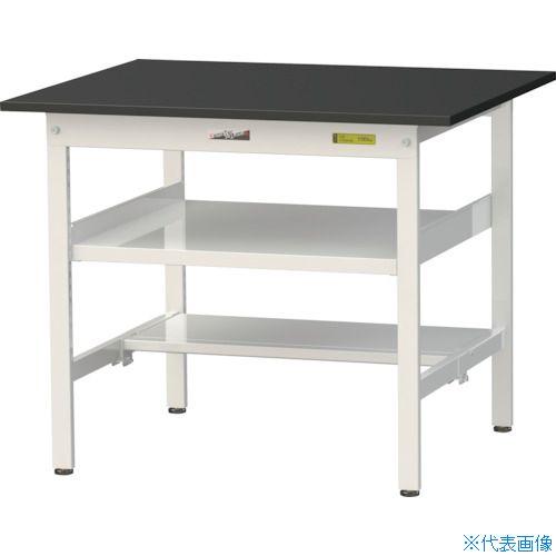 ■ヤマテック 実験用作業台 LABシリーズ実験用ラボテーブル 固定式 中間棚・半面棚板付 ケミテクト天板 W900×D750×H740 ブラック/シルキーホワイト SLK975TFBKW(3693946)[法人限定][直送元]