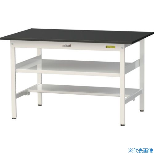 ■ヤマテック 実験用作業台 LABシリーズ実験用ラボテーブル 固定式 中間棚・半面棚板付 ケミテクト天板 W1200×D750×H740 ブラック/シルキーホワイト SLK1275TFBKW(3693947)[法人限定][直送元]