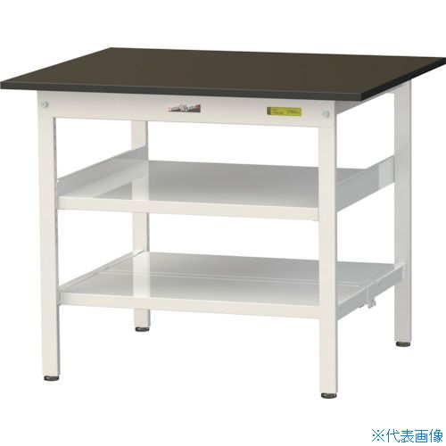 ■ヤマテック 実験用作業台 LABシリーズ実験用ラボテーブル 固定式 中間棚・全面棚板付 指紋レスメラミン天板 W900×D750×H740 ブラウン/シルキーホワイト SLM975TTFBRW(3693958)[法人限定][直送元]