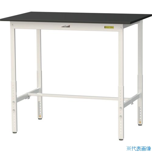 ■ヤマテック 実験用作業台 LABシリーズ実験用ラボテーブル 高さ調整タイプ ケミテクト天板 W1200×D750×H900～1200 ブラック/シルキーホワイト SLKAH1275BKW(3695451)[法人限定][直送元]