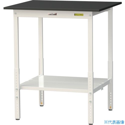 ■ヤマテック 実験用作業台 LABシリーズ実験用ラボテーブル 高さ調整タイプ 全面棚板付 ケミテクト天板 W900&times;D750&times;H900～1200 ブラック/シルキーホワイト SLKAH975TTBKW(3695458)[法人限定][直送元]｜セミプロＤＩＹ店ファースト 38,896円