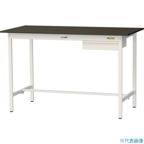 ■ヤマテック 実験用作業台 LABシリーズ実験用ラボテーブル 固定式 キャビネット付 指紋レスメラミン天板 W1500×D750×H950 ブラウン/シルキーホワイト SLMH1575UBRW(3695463)[法人限定][直送元]