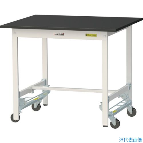 ■ヤマテック 実験用作業台 LABシリーズ実験用ラボテーブル ワンタッチ移動タイプ ケミテクト天板 W900×D750×H740 ブラック/シルキーホワイト SLKU975BKW(3695464)[法人限定][直送元]