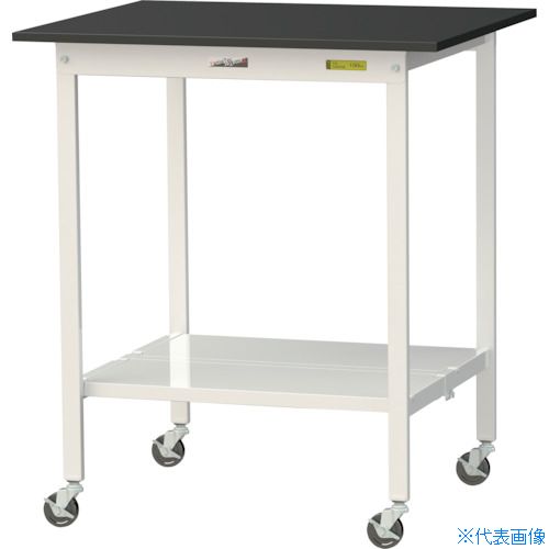 ■ヤマテック 実験用作業台 LABシリーズ実験用ラボテーブル 移動式 全面棚板付 ケミテクト天板 W900&times;D750&times;H1035 ブラック/シルキーホワイト SLKHC975TTBKW(3695475)[法人限定][直送元]｜セミプロＤＩＹ店ファースト