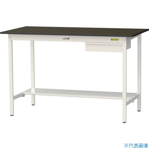■ヤマテック 実験用作業台 LABシリーズ実験用ラボテーブル 固定式 キャビネット・半面棚板付 指紋レスメラミン天板 W1500&times;D750&times;H950 ブラウン/シルキーホワイト SLMH1575UTBRW(3695491)[法人限定][直送元]｜セミプロＤＩＹ店ファースト