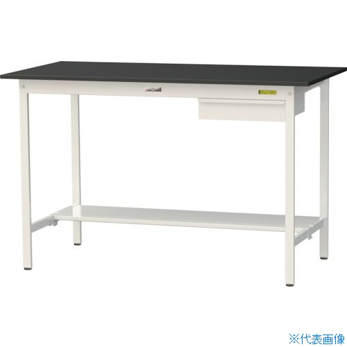 ■ヤマテック 実験用作業台 LABシリーズ実験用ラボテーブル 固定式 キャビネット・半面棚板付 ケミテクト天板 W1500&times;D750&times;H950 ブラック/シルキーホワイト SLKH1575UTBKW(3695515)[法人限定][直送元]｜セミプロＤＩＹ店ファースト