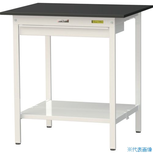 ■ヤマテック 実験用作業台 LABシリーズ実験用ラボテーブル 固定式 ワイド引き出し・全面棚板付 ケミテクト天板 W900&times;D750&times;H950 ブラック/シルキーホワイト SLKH975WTTBKW(3695519)[法人限定][直送元]｜セミプロＤＩＹ店ファースト