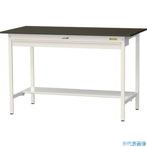 ■ヤマテック 実験用作業台 LABシリーズ実験用ラボテーブル 固定式 ワイド引き出し・半面棚板付 指紋レスメラミン天板 W1500×D750×H950 SLMH1575WTBRW(3695527)[法人限定][直送元]