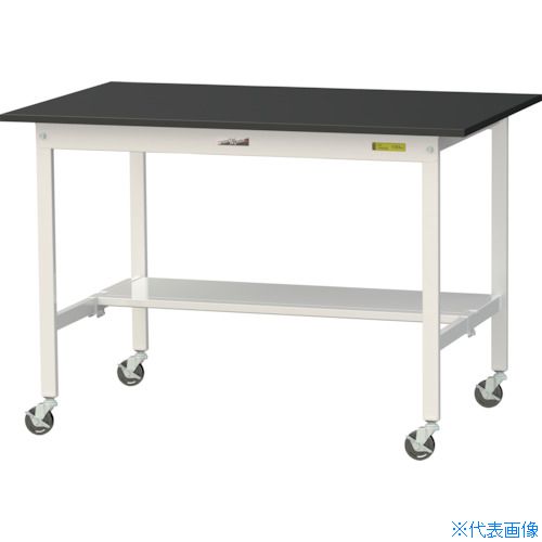 ■ヤマテック 実験用作業台 LABシリーズ実験用ラボテーブル 移動式 半面棚板付 ケミテクト天板 W1200&times;D750&times;H825 ブラック/シルキーホワイト SLKC1275TBKW(3697027)[法人限定][直送元]｜セミプロＤＩＹ店ファースト