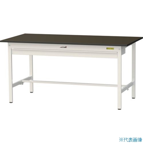 ■ヤマテック 実験用作業台 LABシリーズ実験用ラボテーブル 固定式 ワイド引き出し付 指紋レスメラミン天板 W1500×D750×H740 ブラウン/シルキーホワイト SLM1575WBRW(3697039)[法人限定][直送元]