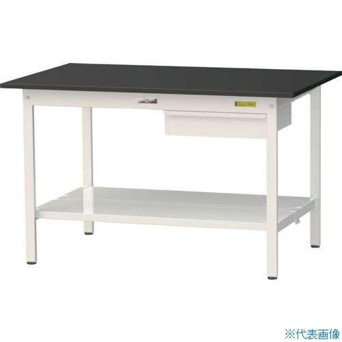 ■ヤマテック 実験用作業台 LABシリーズ実験用ラボテーブル 固定式 キャビネット・全面棚板付 ケミテクト天板 W1200×D750×H740 ブラック/シルキーホワイト SLK1275UTTBKW(3697079)[法人限定][直送元]
