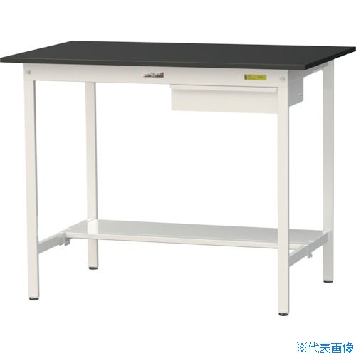 ■ヤマテック 実験用作業台 LABシリーズ実験用ラボテーブル 固定式 キャビネット・半面棚板付 ケミテクト天板 W1200×D750×H950 ブラック/シルキーホワイト SLKH1275UTBKW(3697094)[法人限定][直送元]