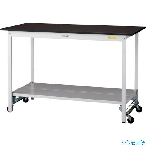 ■ヤマテック 実験用作業台 LABシリーズ実験用ラボテーブル ワンタッチ移動タイプ 全面棚板付 指紋レスメラミン天板 W1500&times;D750&times;H950 ブラウン/シルキーホワイト SLMUH1575TTBRW(3697102)[法人限定][直送元]｜セミプロＤＩＹ店ファースト 48,312円