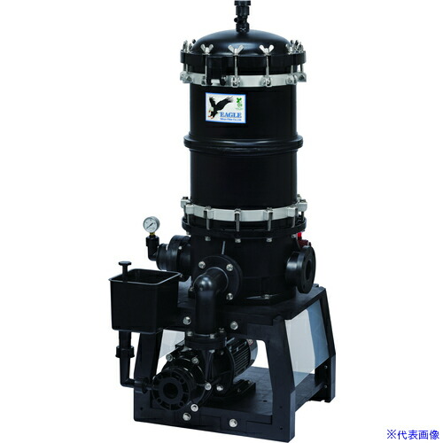 ■日本フイルター ポンプ付き樹脂製ろ過機 「EGLE－30－B－6－T」 ～27000L/h (ブラックタイプ) 500mm15本用 60Hz EGLE30B6T(3697285)[送料別途お見積り][法人限定][外直送]
