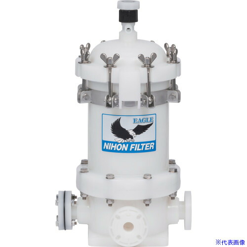 ■日本フイルター 強酸液用 樹脂製フィルターハウジング 「EGH-4-C-T」 (PVDF製) 250mm4本用 EGH4CT(3698865)[送料別途お見積り][法人限定][外直送]
