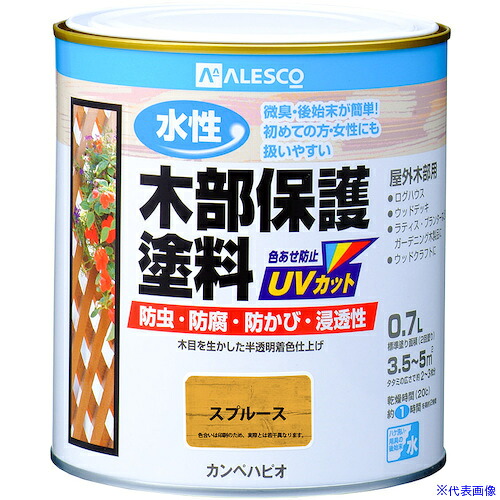 ■KANSAI 水性木部保護塗料 スプルース 0.7L 00617653551007(3765519)×6[送料別途お見積り][法人限定][掲外取寄]