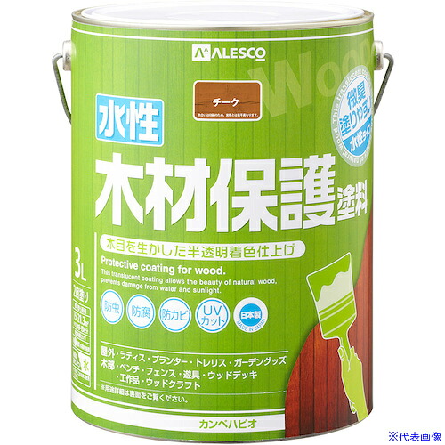 ■KANSAI 水性木材保護塗料 チーク 3L 00647653511030(3765603)×4[送料別途お見積り][法人限定][掲外取寄]