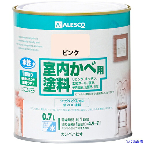 ■KANSAI 室内かべ用塗料 ピンク 0.7L 00317650831007(3781212)&times;6[送料別途お見積り][法人限定][掲外取寄]｜セミプロＤＩＹ店ファースト