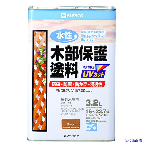 ■KANSAI 水性木部保護塗料 チーク 3.2L 00617653511032(3784388)×4[送料別途お見積り][法人限定][掲外取寄]