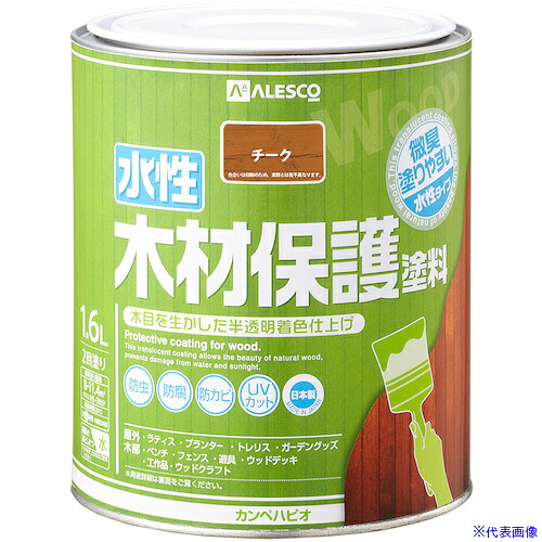 ■KANSAI 水性木材保護塗料 チーク 1.6L 00647653511016(3786007)&times;6[送料別途お見積り][法人限定][掲外取寄]｜セミプロＤＩＹ店ファースト