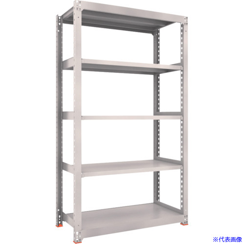 ■TRUSCO スチールラック M3型中量棚 1500X571XH2100 5段 単体 免震樹脂ベース付 ネオグレー M37565SFC(NG)(3788469)