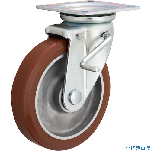 ■イノアック 牽引台車用キャスターアルミ芯金タイプ 150径 旋回金具付ダブルストッパー付ウレタン TU150AWJS(3823586)[送料別途お見積り][法人限定][掲外取寄]