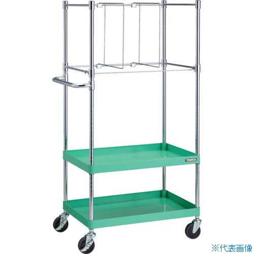 ■TRUSCO ツールワゴン フェニックスワゴン 省音 750X500XH1500 立掛け用 ヤンググリーン PEW1572KSYG(3863451)