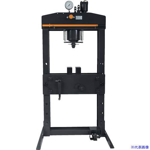 ■長崎ジャッキ 油圧矯正プレス(エア手動兼用)安全ガード付(受注生産)35TON NSP350AS(3872189)[法人限定][直送元]