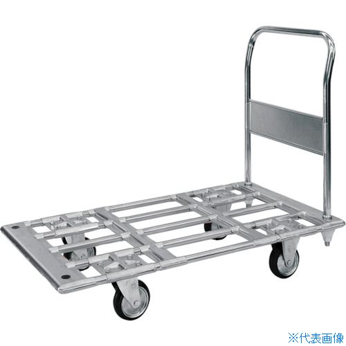 ■シシク パイプ材仕様運搬台車 スチール製 130径ゴム車輪付キャスタ 590×1100 P2B(3891394)[送料別途お見積り][法人限定][直送]